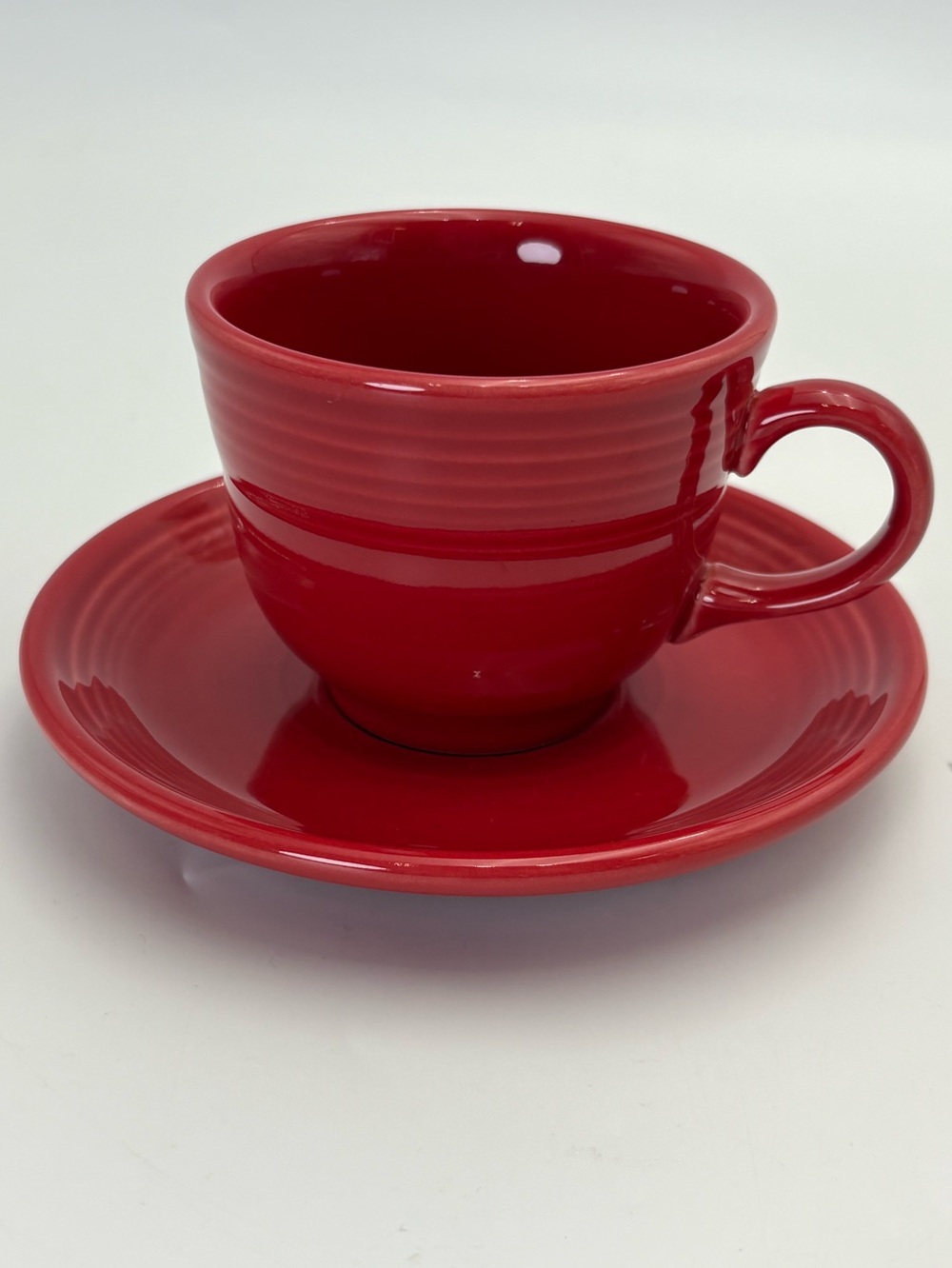 Fiesta by Homer Laughlin Red Ceramic Cup and Saucer - Made in USA
